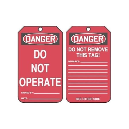 Accuform Safety Tags, DANGER DO NOT OPERATE, 5.75in x 3.25in, PF-Cardstock, 25PK MDT250CTP